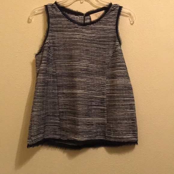 Anthropologie Tops - Anthro Vanessa Virginia Navy Blue and White Crinkle tank top